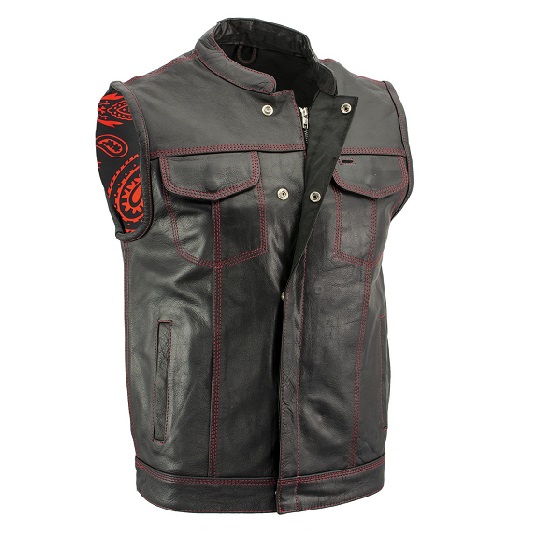 Mens-Paisley-Black-Leather-Motorcycle-Vest-with-Red-Stitching