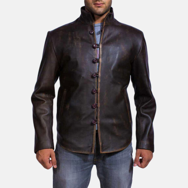 Mens Drakeshire Brown Leather Jacket-1491999302122