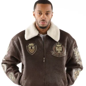 Pelle-Pelle-Coat-of-Arms-Fur-Collar-Jacket-Brown