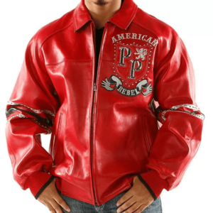 American Rebel Red Pelle Pelle Studded Jacket