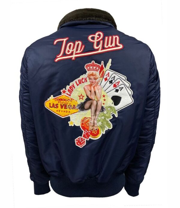 Top Gun Lady Luck Polyester Blue Bomber Jacket