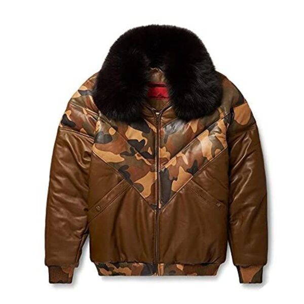 Brown-Camo-Fur-Collar-Leather-Bomber-Jacket