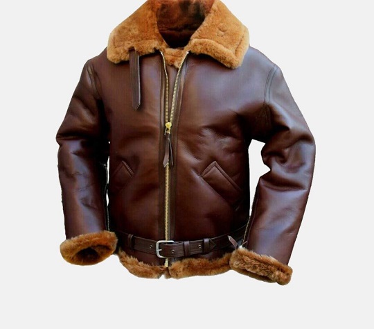 Brown-bomber-single-belted-leather-jacket
