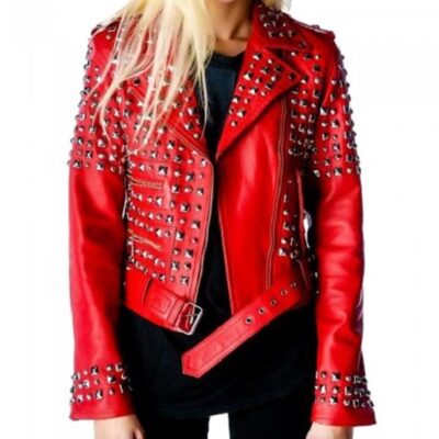 Steampunk-Red-Leather-Biker-jacket